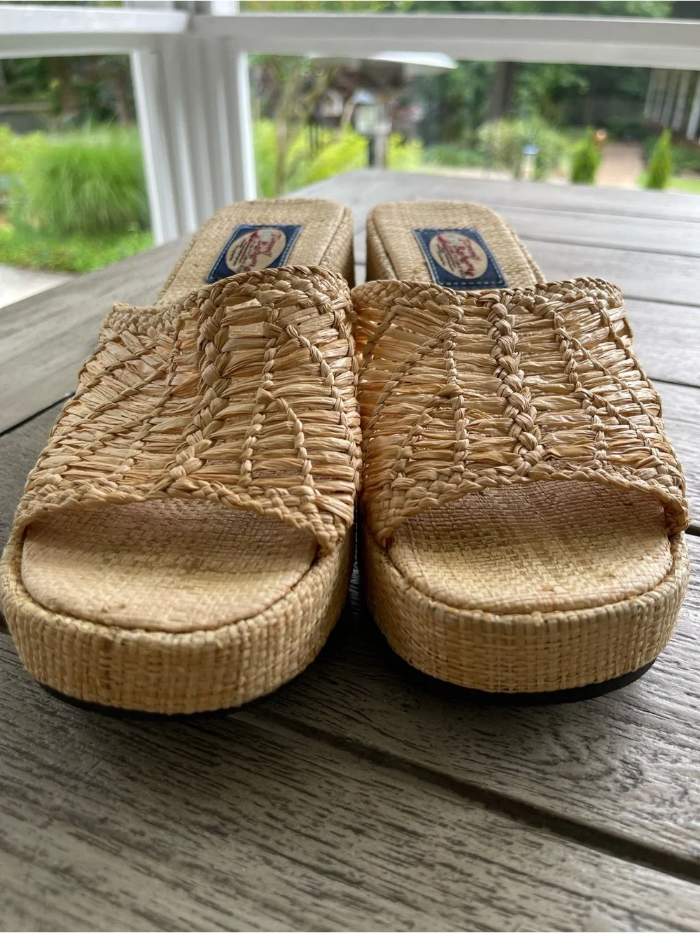 Tommy Bahama Pineapple Wedge Woven Platform Slide Sandals in Natural Size 8